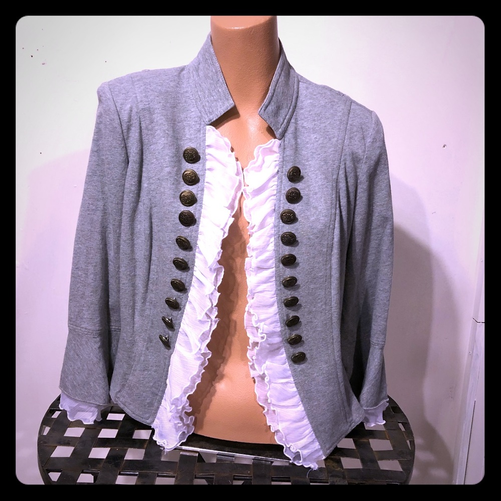Insight Gray Military Ruffle Jacket